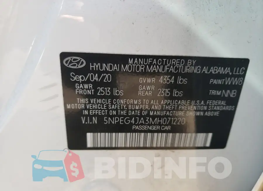 5NPEG4JA3MH071220 Photo# 13