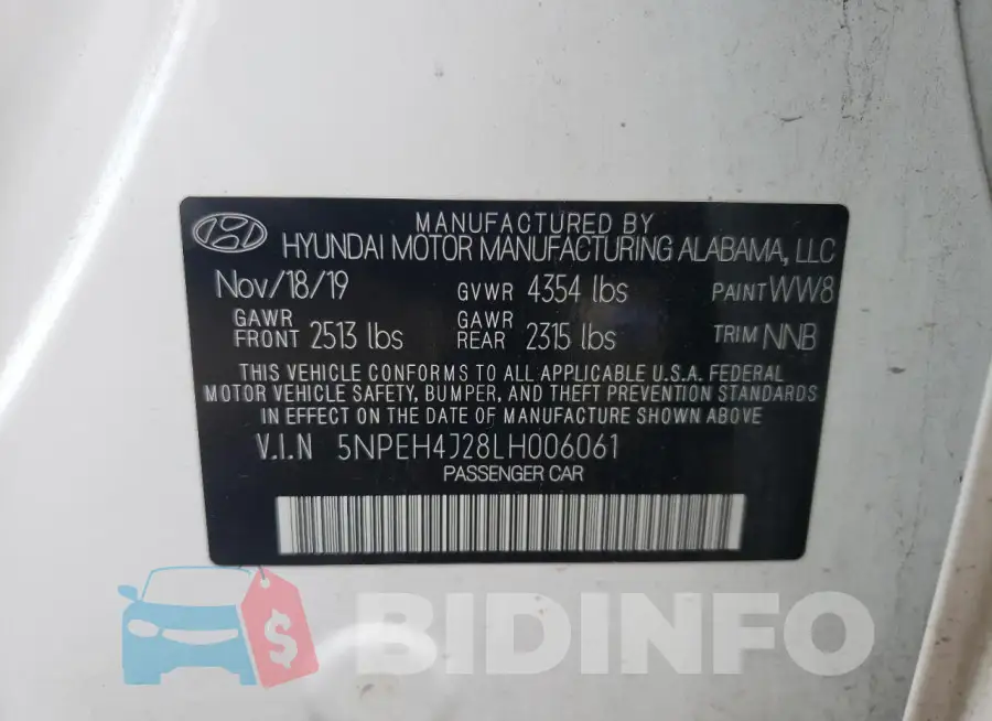 5NPEH4J28LH006061 Photo# 13