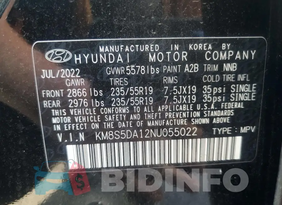 KM8S5DA12NU055022 Photo# 13