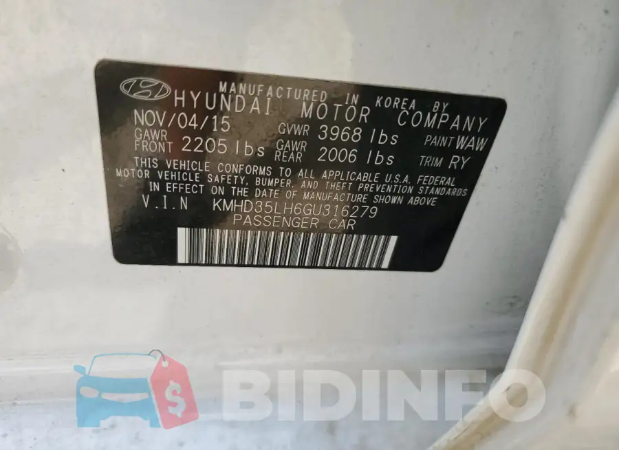 KMHD35LH6GU316279 Photo# 12