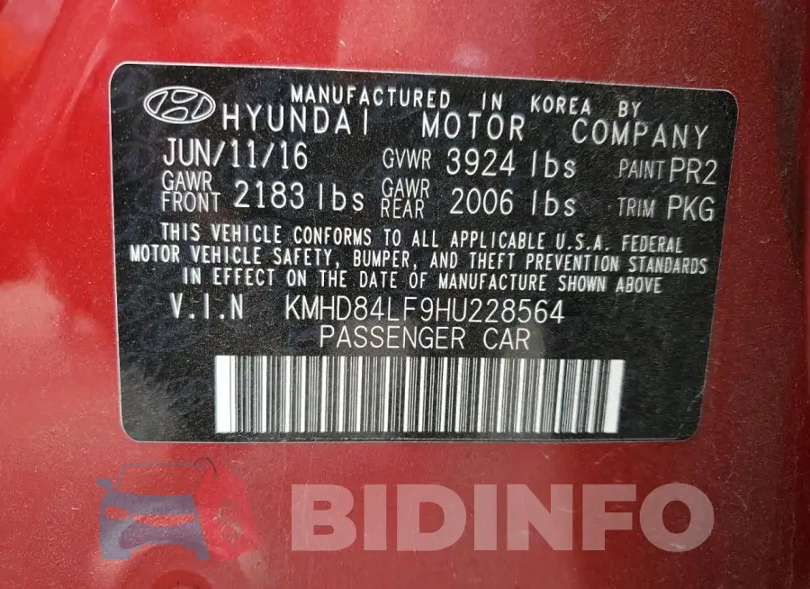 KMHD84LF9HU228564 Photo# 12