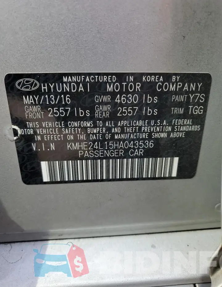 KMHE24L15HA043536 Photo# 12