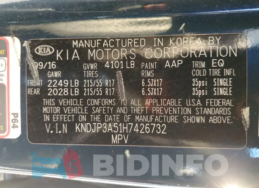 KNDJP3A51H7426732 Photo# 14
