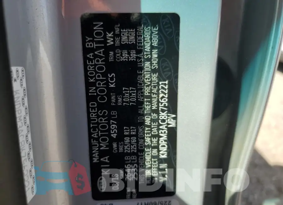 KNDPM3AC8K7562221 Photo# 13