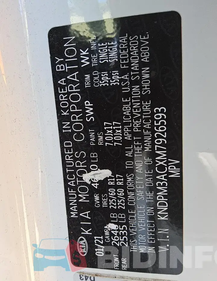 KNDPM3ACXM7926593 Photo# 14