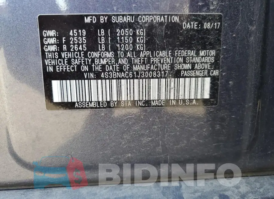 4S3BNAC61J3008317 Photo# 13
