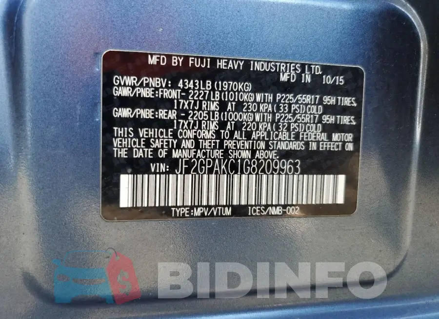 JF2GPAKC1G8209963 Photo# 13
