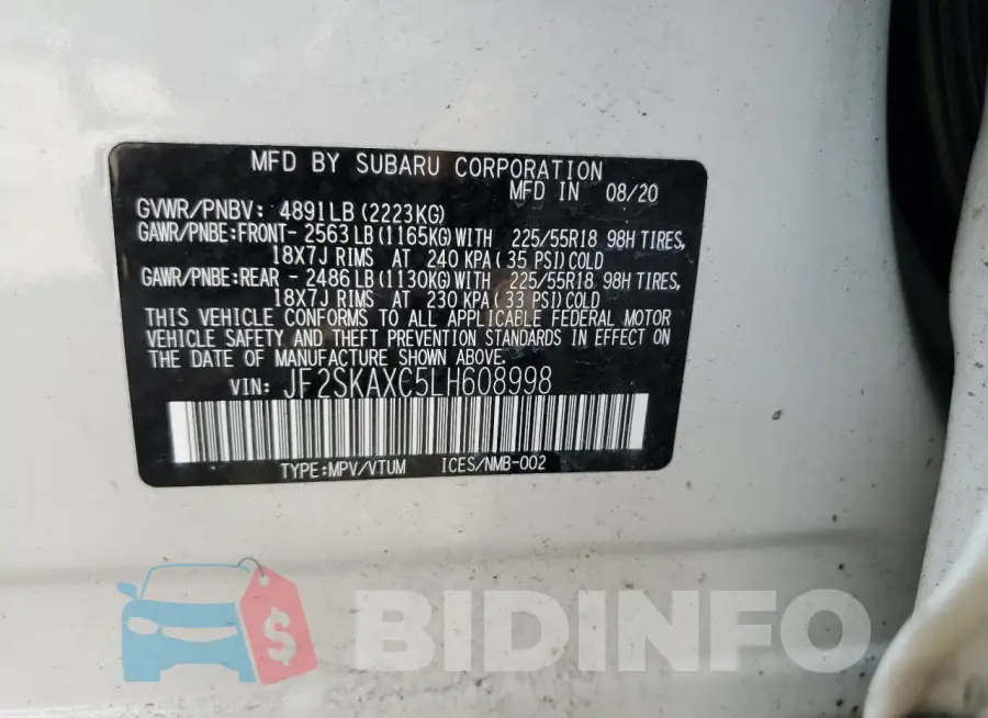 JF2SKAXC5LH608998 Photo# 13