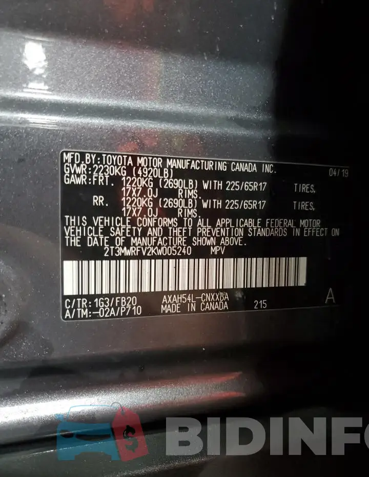 2T3MWRFV2KW005240 Photo# 13