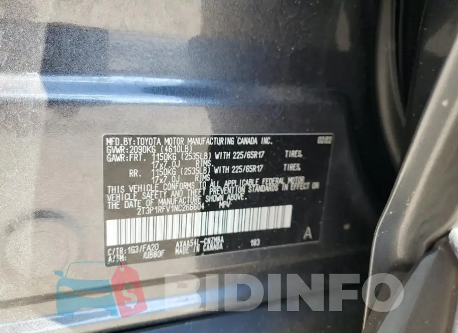 2T3P1RFV1NC266604 Photo# 14