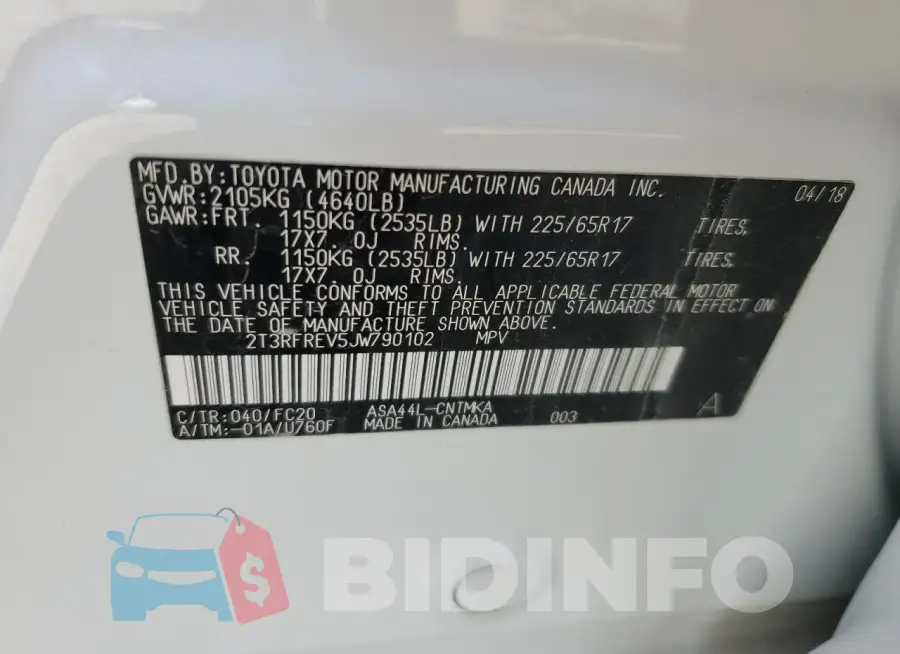 2T3RFREV5JW790102 Photo# 13