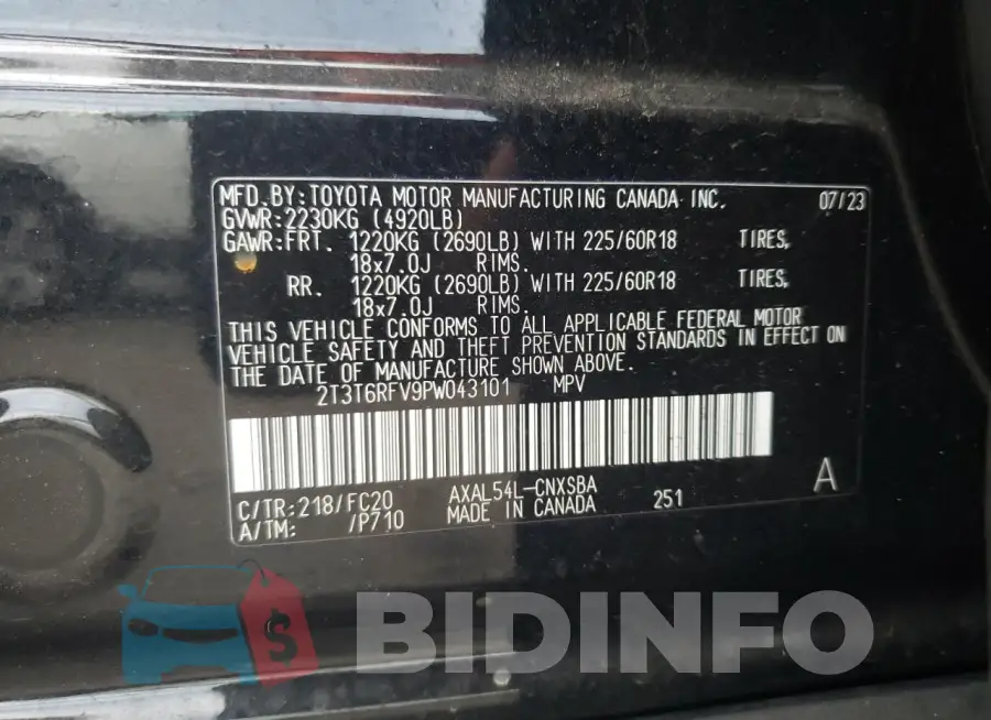 2T3T6RFV9PW043101 Photo# 12
