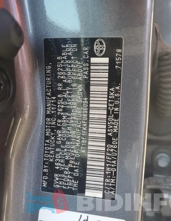 4T1BF1FK4FU896094 Photo# 12