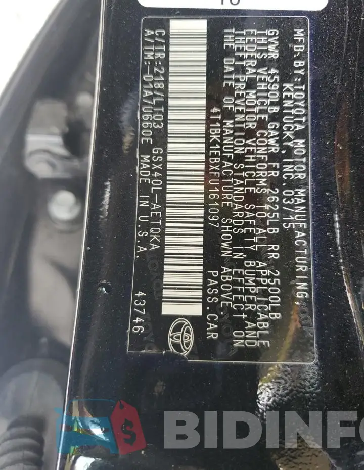 4T1BK1EBXFU161097 Photo# 12