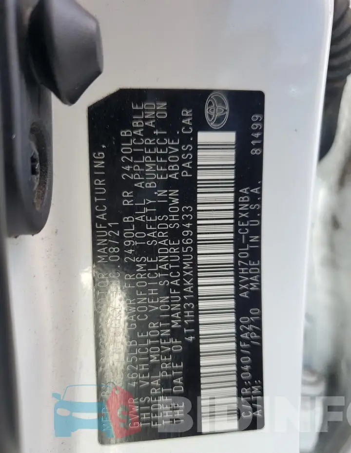 4T1H31AKXMU569433 Photo# 13