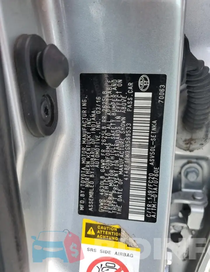 4T4BF1FK3GR569533 Photo# 13
