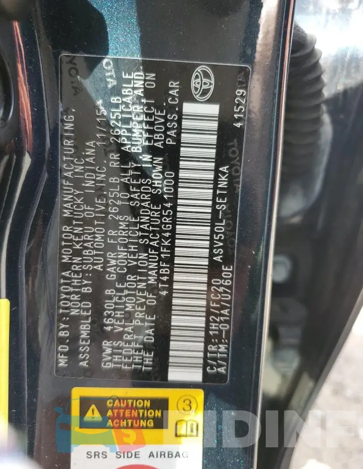 4T4BF1FK4GR541000 Photo# 12
