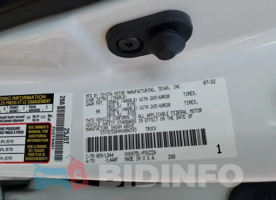 5TFMC5DB4NX006593 Photo# 12