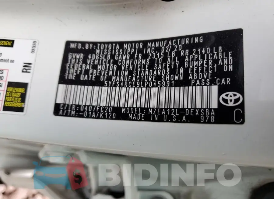 5YFS4RCE9LP045991 Photo# 12