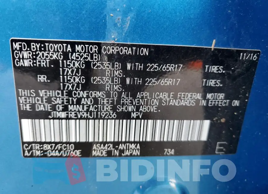 JTMWFREV9HJ119236 Photo# 12