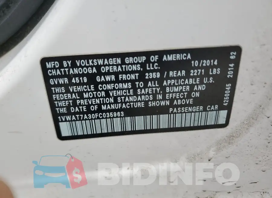 1VWAT7A30FC035963 Photo# 12