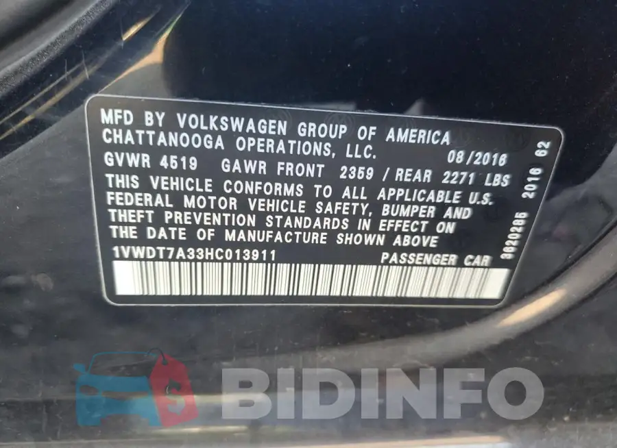 1VWDT7A33HC013911 Photo# 12