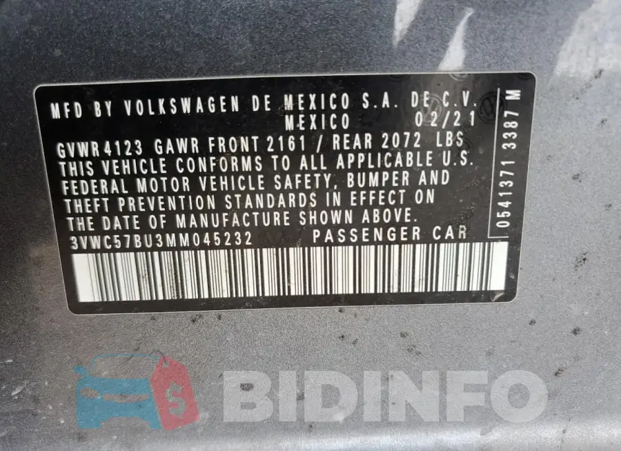 3VWC57BU3MM045232 Photo# 12