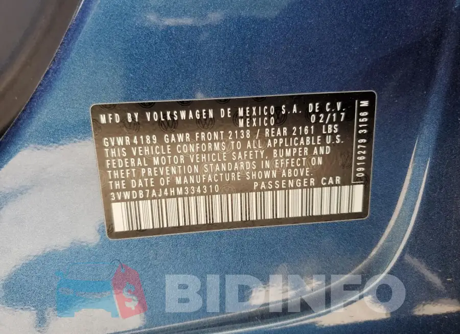 3VWDB7AJ4HM334310 Photo# 12