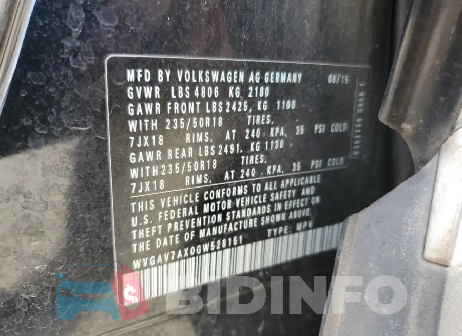 WVGAV7AX0GW528151 Photo# 13