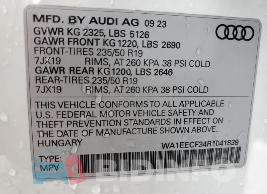 WA1EECF34R1041839 Photo# 14