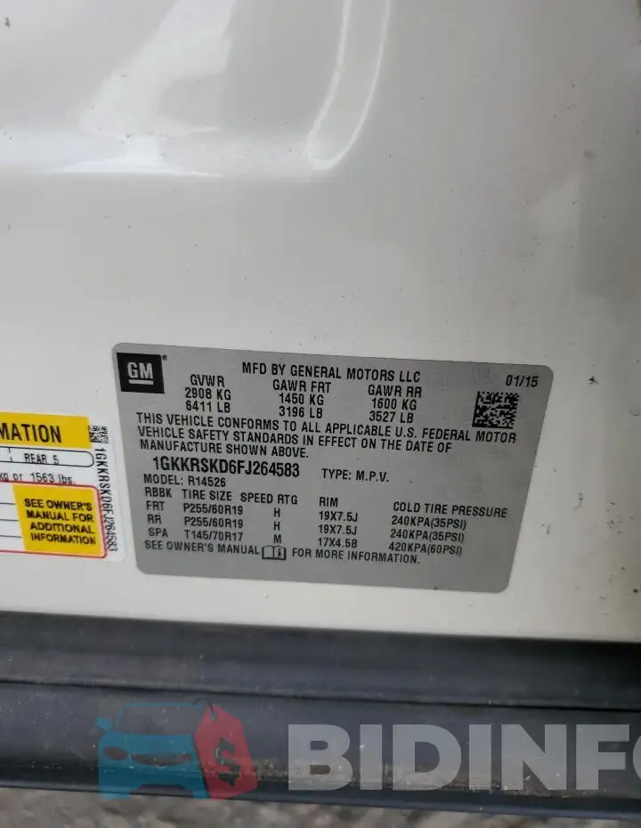 1GKKRSKD6FJ264583 Photo# 14