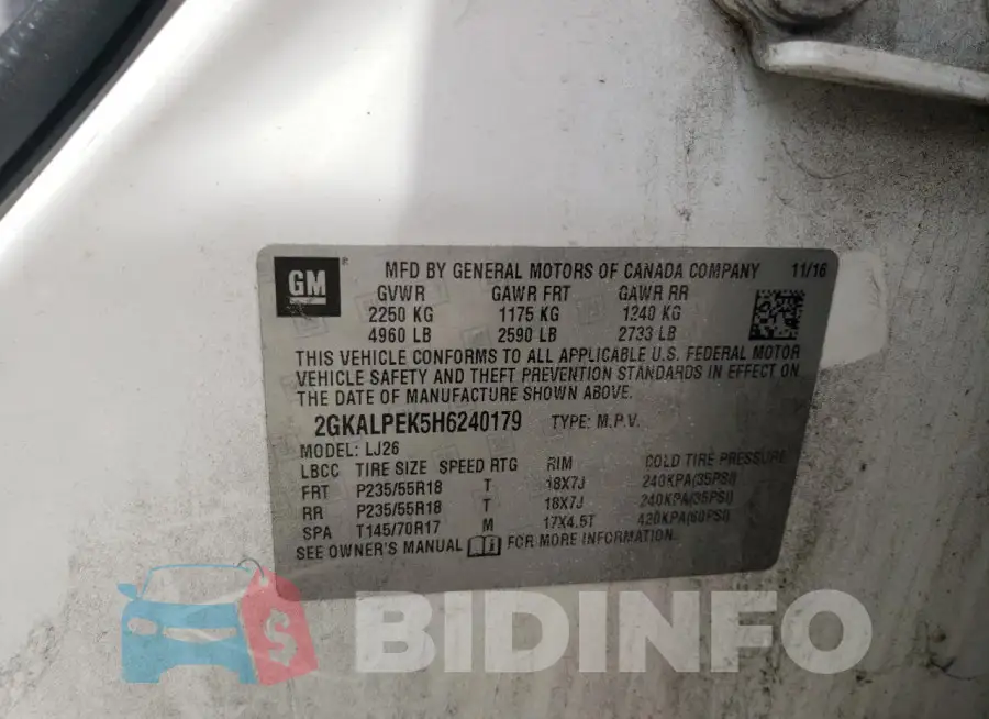 2GKALPEK5H6240179 Photo# 13