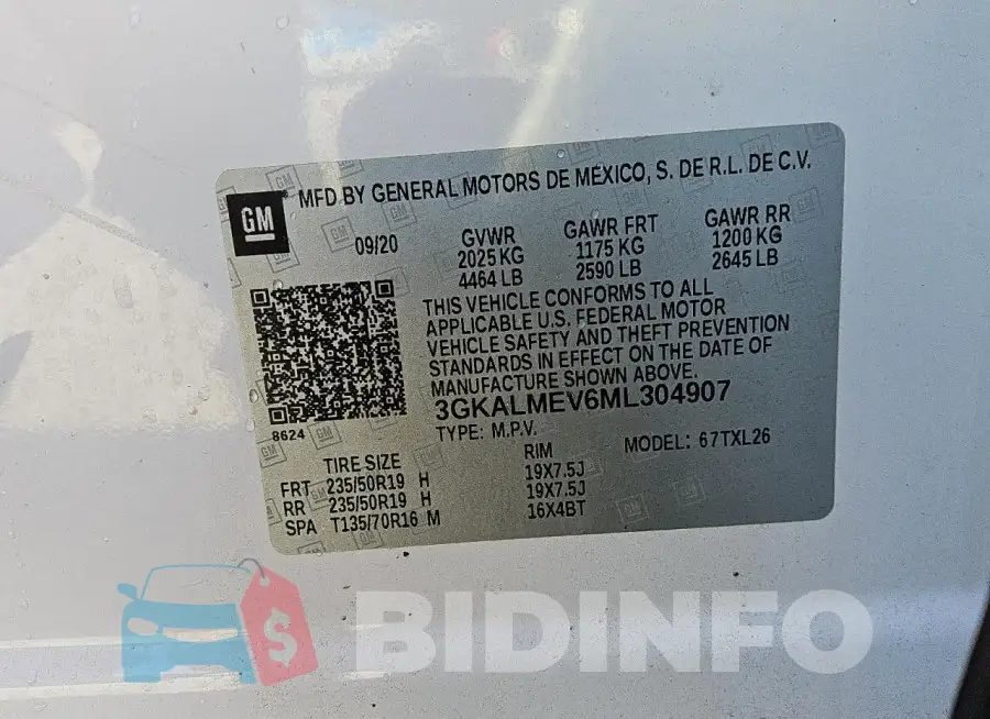 3GKALMEV6ML304907 Photo# 13