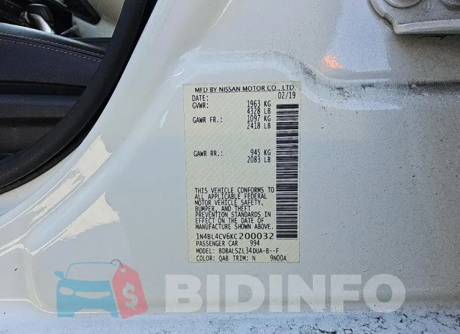 1N4BL4CV6KC200032 Photo# 13