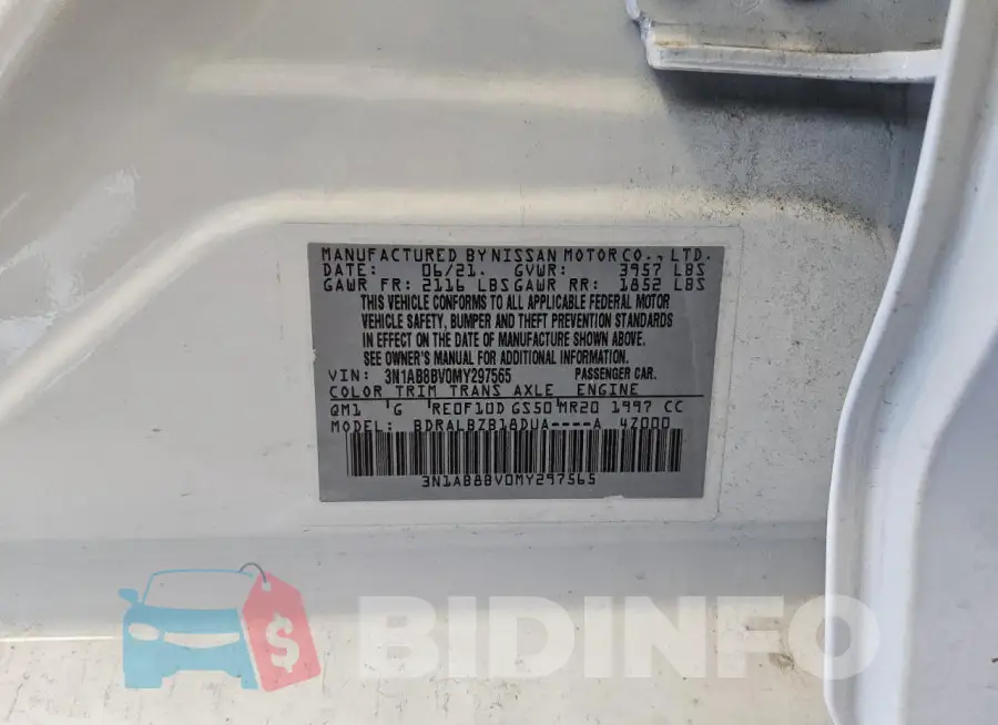 3N1AB8BV0MY297565 Photo# 13
