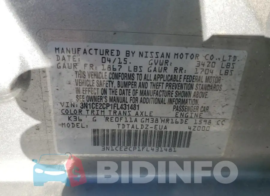 3N1CE2CP1FL431481 Photo# 12
