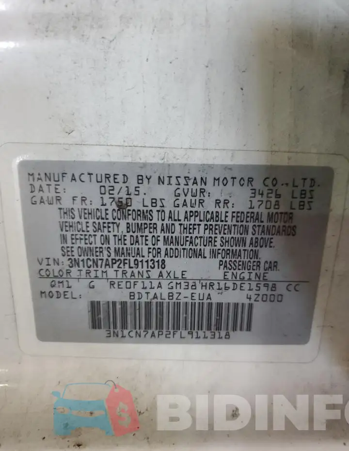 3N1CN7AP2FL911318 Photo# 12