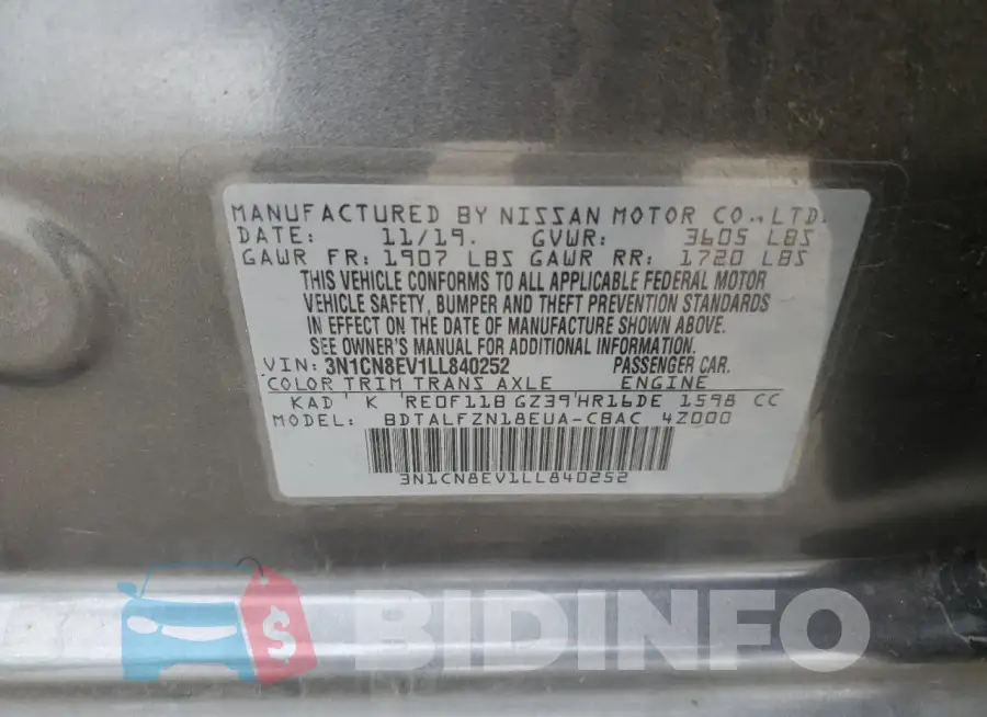 3N1CN8EV1LL840252 Photo# 12