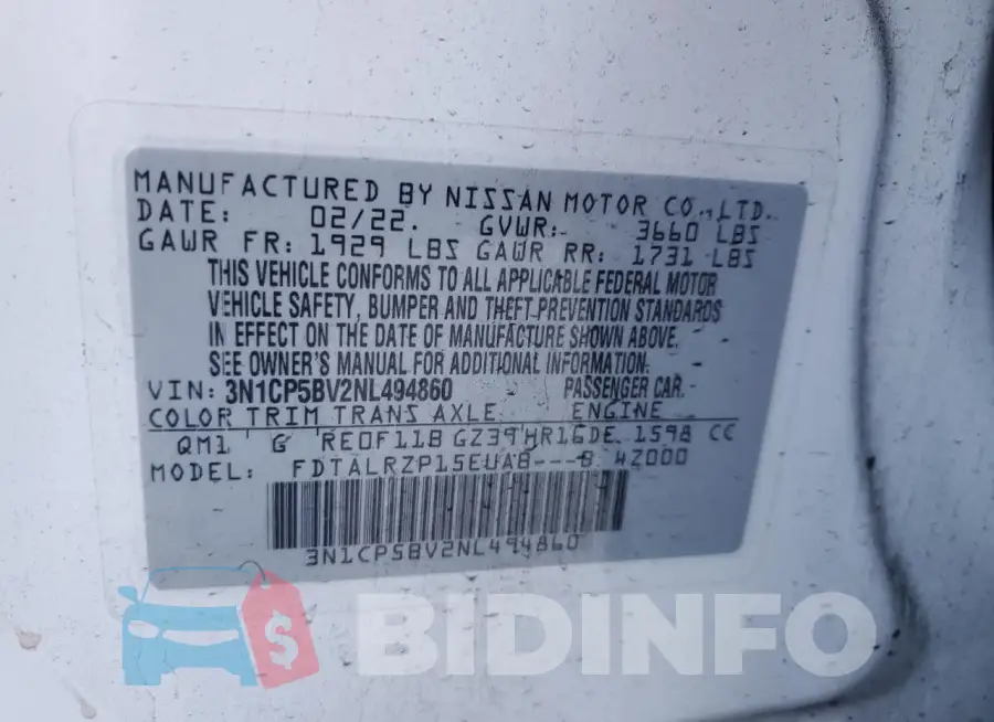 3N1CP5BV2NL494860 Photo# 13