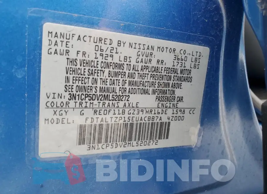 3N1CP5DV2ML520272 Photo# 12