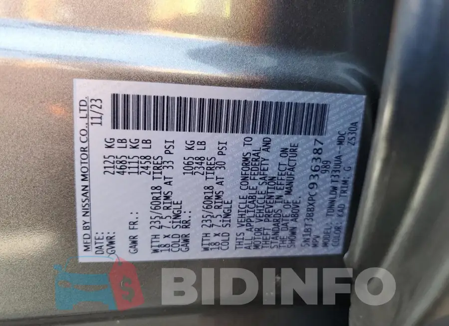 5N1BT3BBXPC936387 Photo# 13
