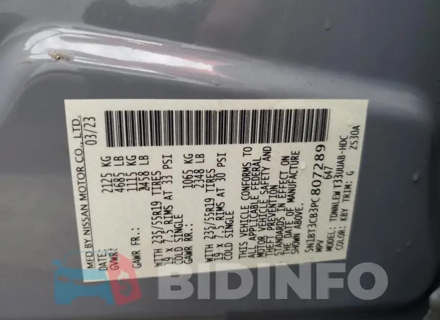 5N1BT3CB3PC807289 Photo# 13