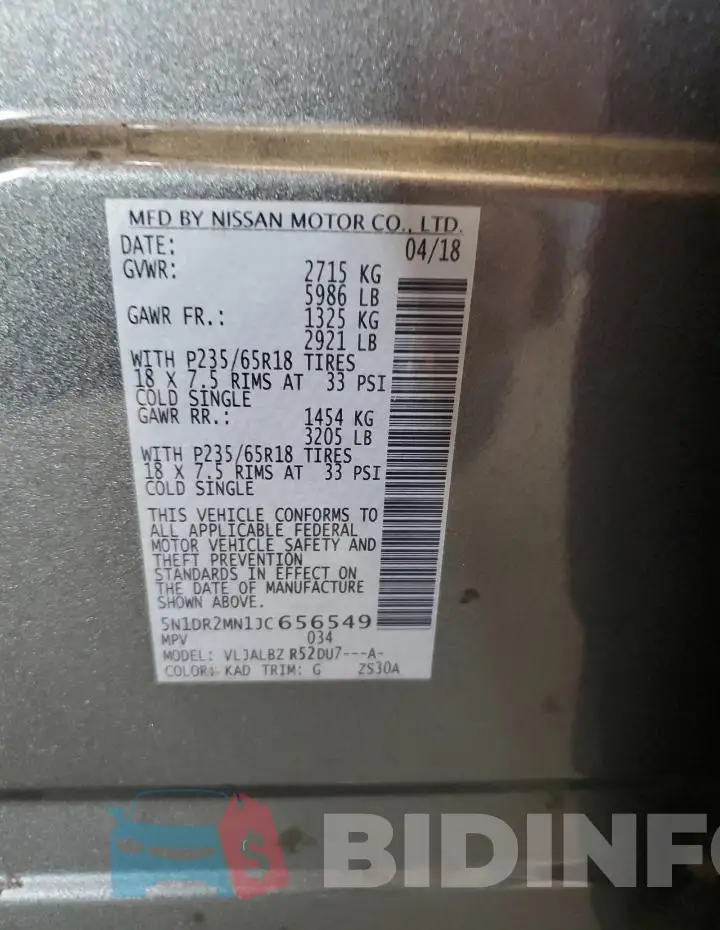 5N1DR2MN1JC656549 Photo# 13