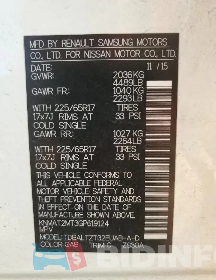 KNMAT2MT3GP619124 Photo# 14
