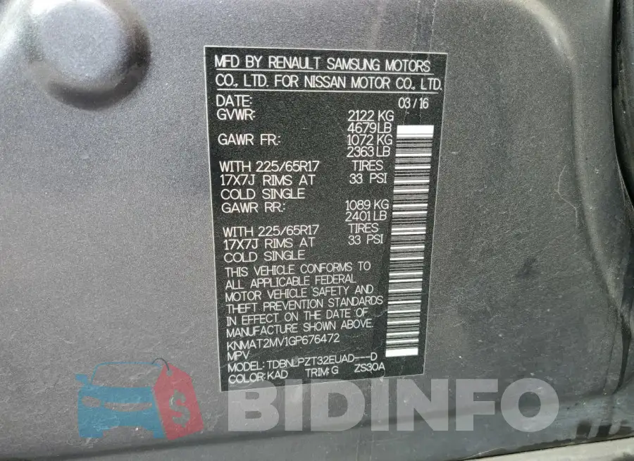 KNMAT2MV1GP676472 Photo# 13