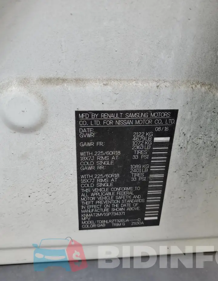 KNMAT2MV1GP734371 Photo# 14