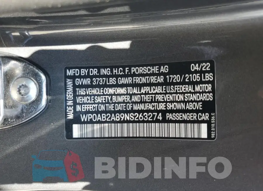 WP0AB2A89NS263274 Photo# 13