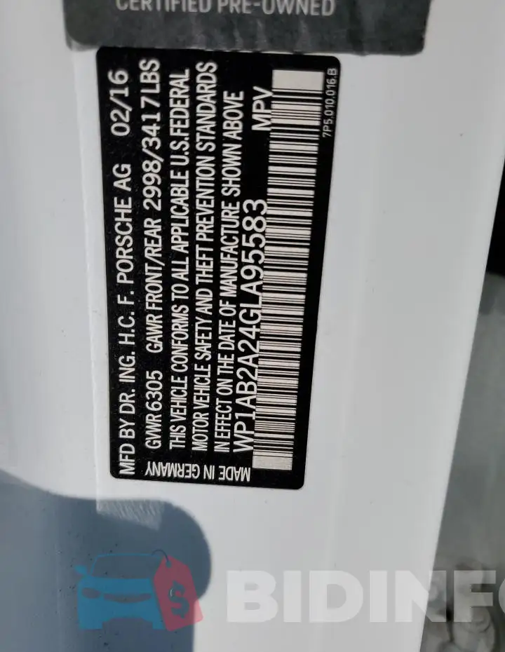 WP1AB2A24GLA95583 Photo# 14