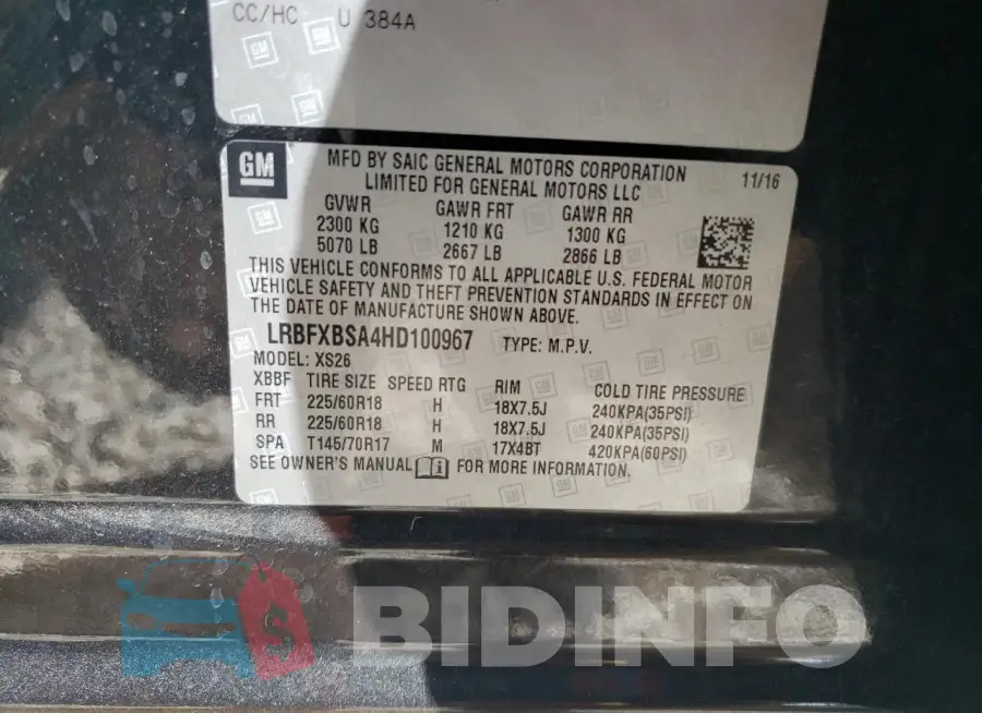 LRBFXBSA4HD100967 Photo# 13