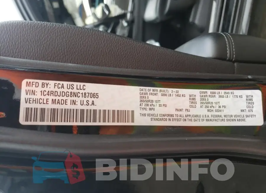 1C4RDJDG8NC187065 Photo# 14